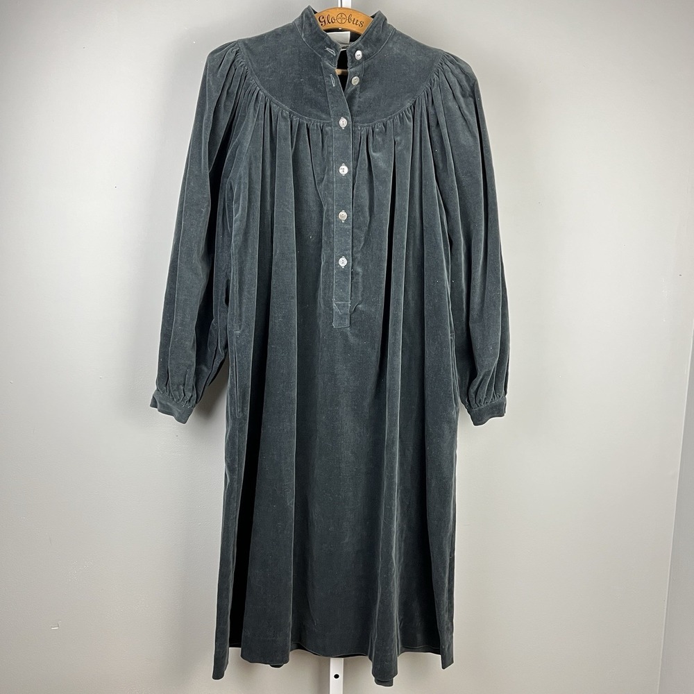 Laura Ashley Velvet Dress US Size 8 Vintage 80s Cottagecore Prairie 100% Cotton